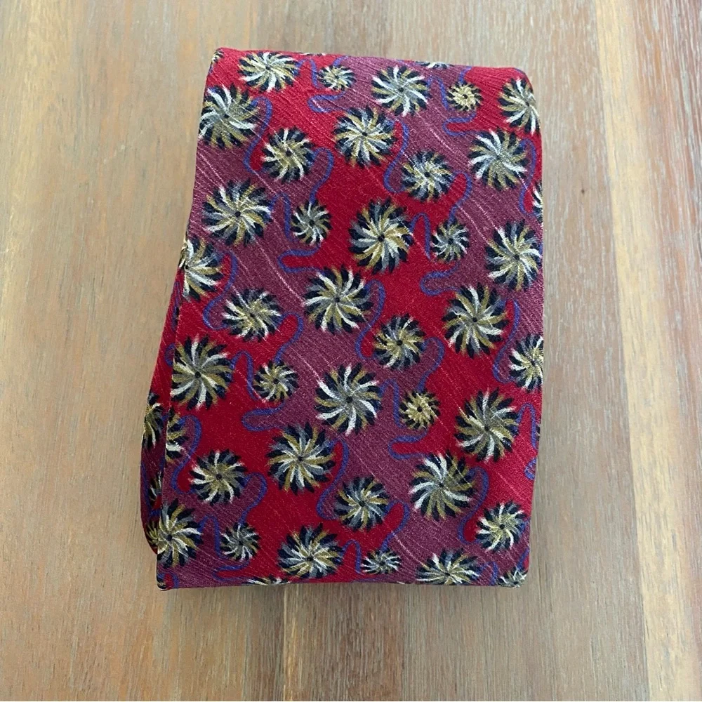 Men's Red and Purple Jhane Barnes Silk Patterned Tie